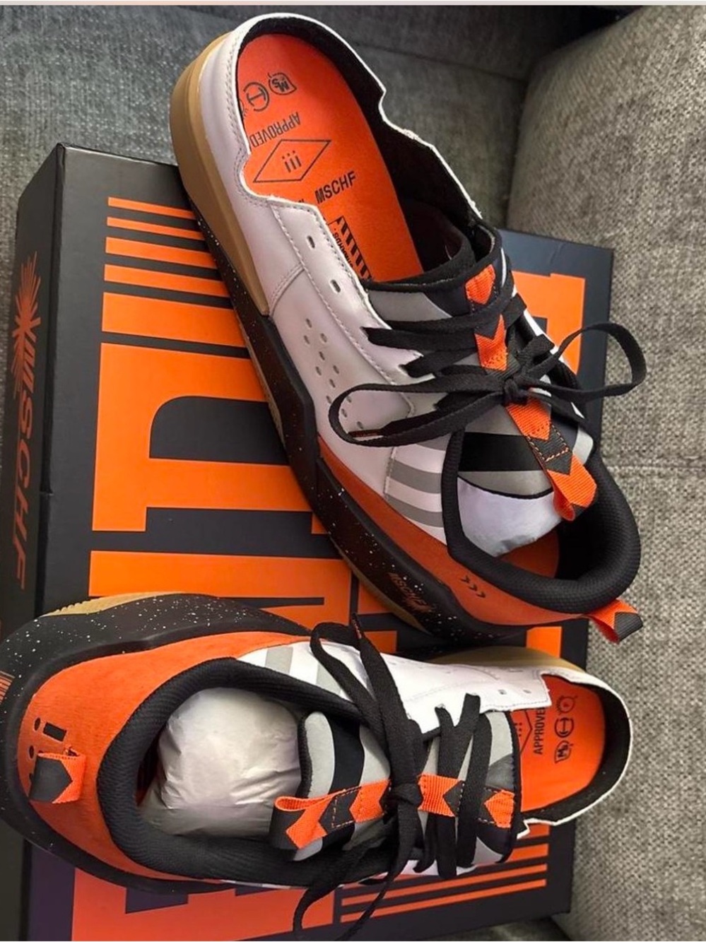 Men's MSCHF BACKWARDS White & Orange Low-Top Sneakers